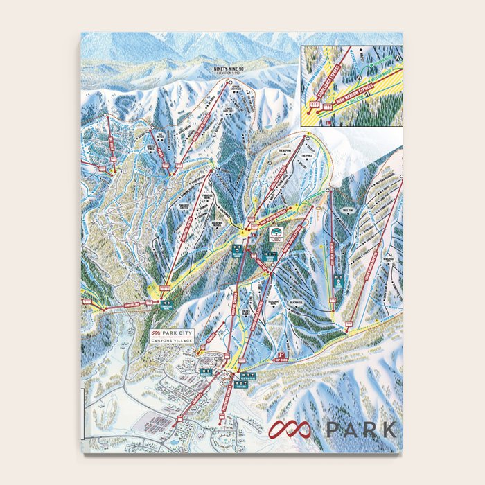Park City Utah Trail Map Ski Snowboard Notebook Gallery Image 4