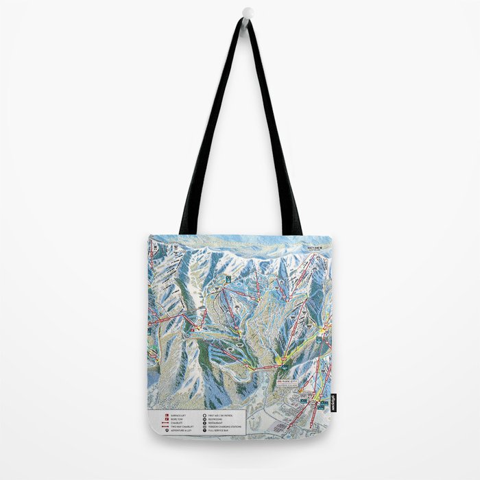 Park City Utah Trail Map Ski Snowboard Tote Bag Gallery Image 2
