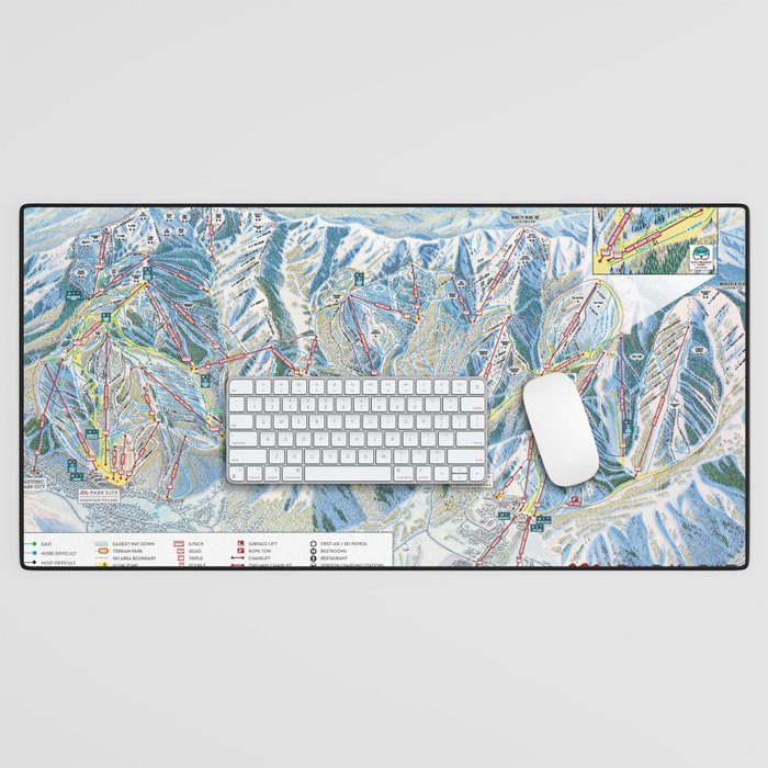 Park City Utah Trail Map Ski Snowboard Desk Mat Gallery Image 1