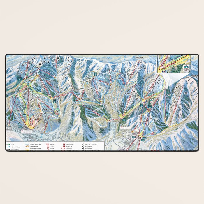 Park City Utah Trail Map Ski Snowboard Desk Mat Gallery Image 3