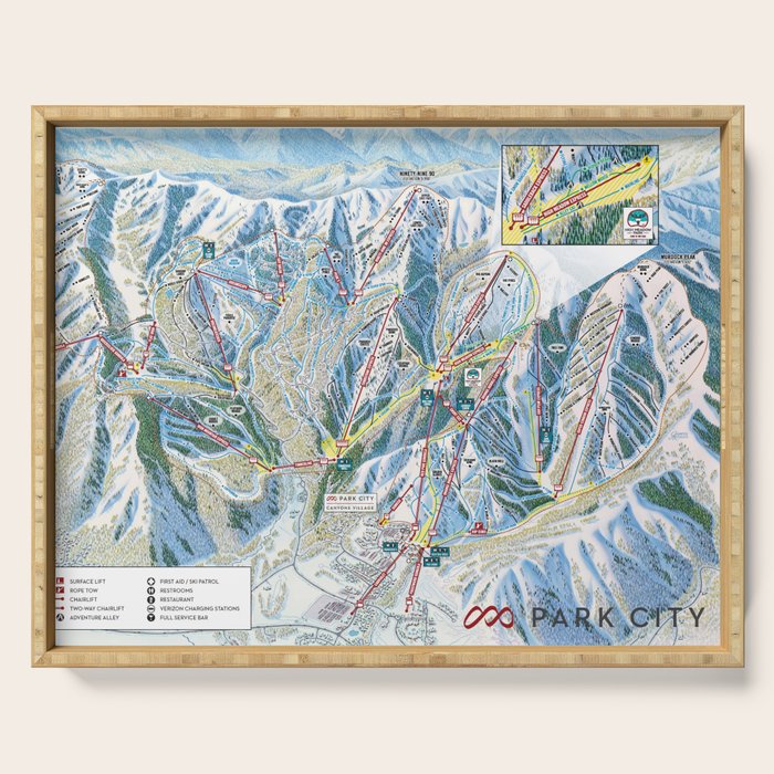 Park City Utah Trail Map Ski Snowboard Serving Tray Gallery Image 1
