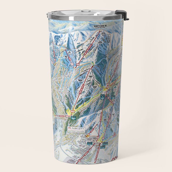 Park City Utah Trail Map Ski Snowboard Travel Mug Gallery Image 2