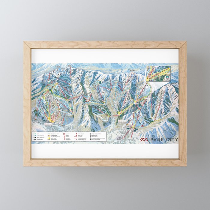 Park City Utah Trail Map Ski Snowboard Mini Art Print