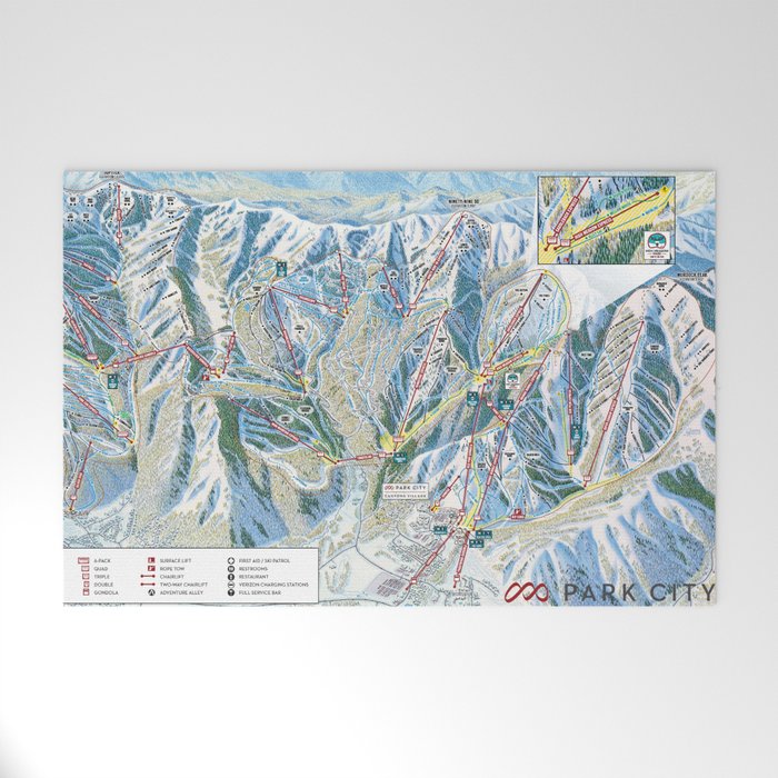 Park City Utah Trail Map Ski Snowboard Welcome Mat Gallery Image 1