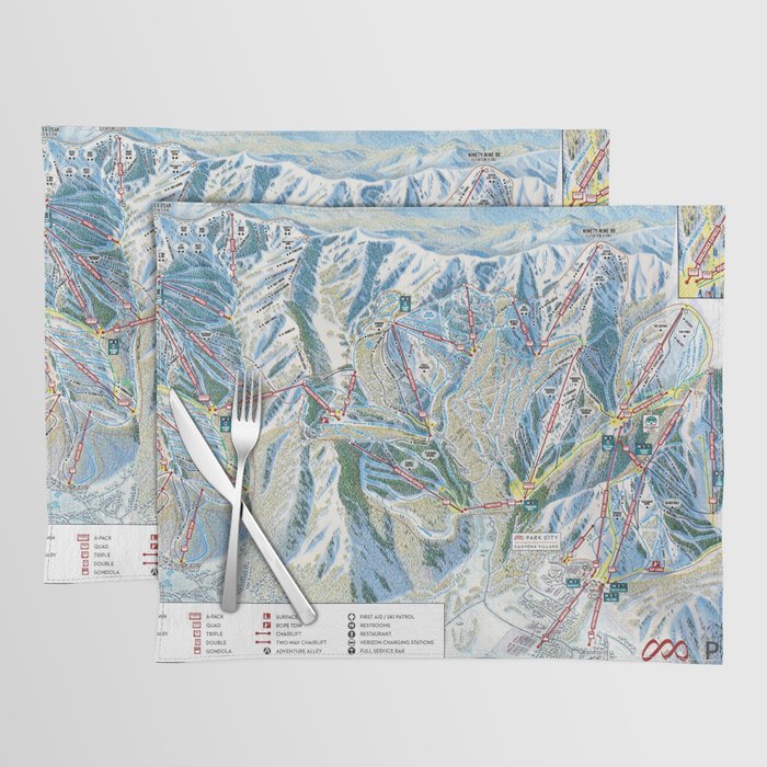 Park City Utah Trail Map Ski Snowboard Placemat Gallery Image 1