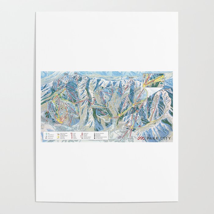 Park City Utah Trail Map Ski Snowboard Poster Gallery Image 1