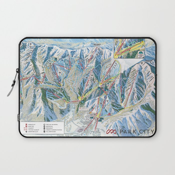 Park City Utah Trail Map Ski Snowboard Laptop Sleeve Gallery Image 1