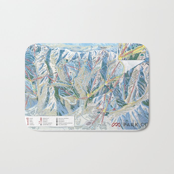 Park City Utah Trail Map Ski Snowboard Bath Mat Gallery Image 1
