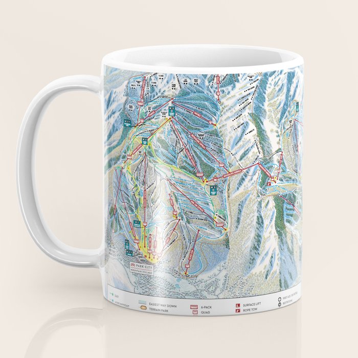 Park City Utah Trail Map Ski Snowboard Coffee Mug Gallery Image 3