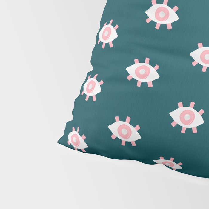 Evil Eye Dots - Teal & Pink Pillow Sham Gallery Image 4