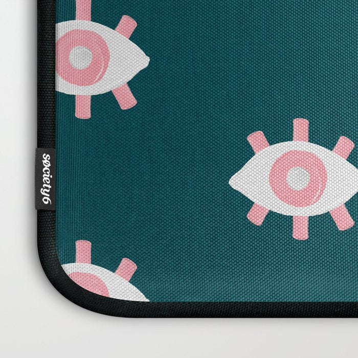 Evil Eye Dots - Teal & Pink Laptop Sleeve Gallery Image 3