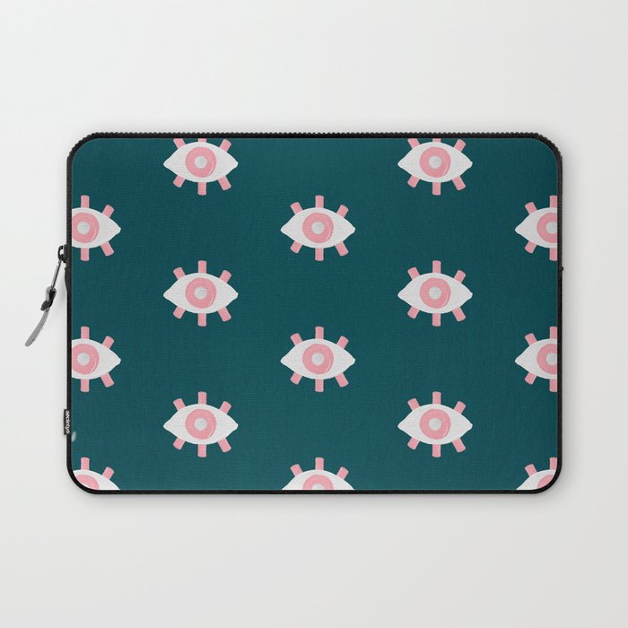 Evil Eye Dots - Teal & Pink Laptop Sleeve Gallery Image 1