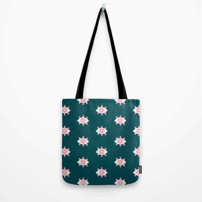 Evil Eye Dots - Teal & Pink Tote Bag Gallery Image 2