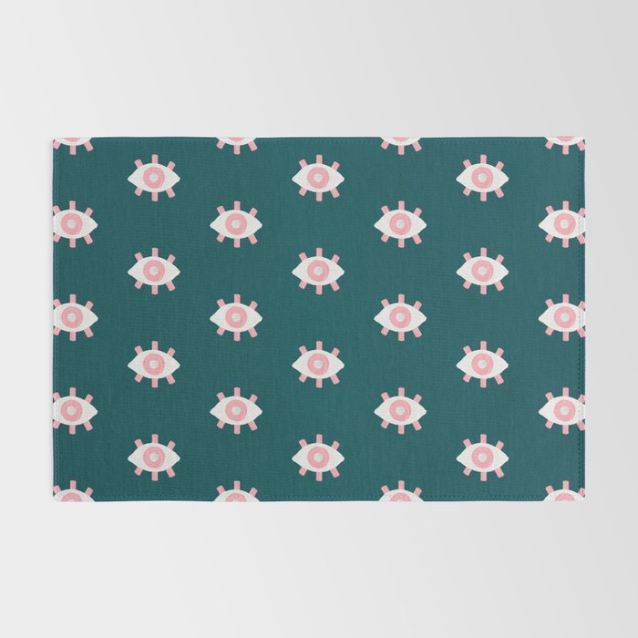 Evil Eye Dots - Teal & Pink Rug Gallery Image 2