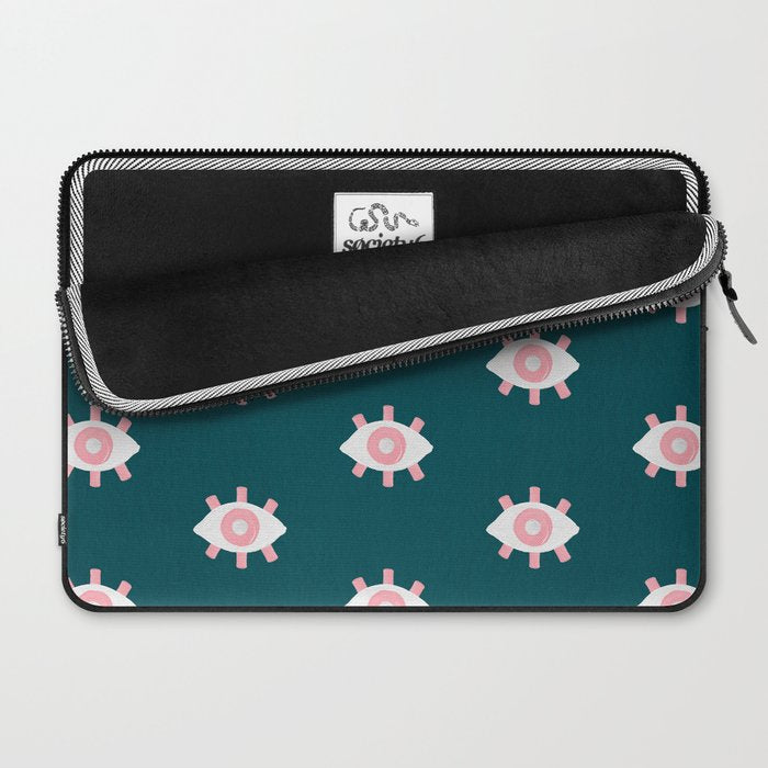 Evil Eye Dots - Teal & Pink Laptop Sleeve Gallery Image 2