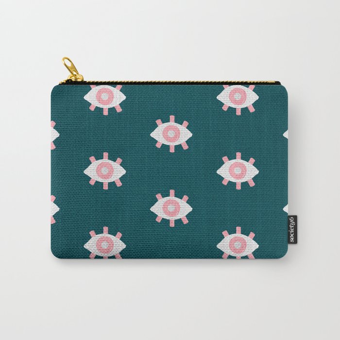 Evil Eye Dots - Teal & Pink Carry All Pouch Gallery Image 1