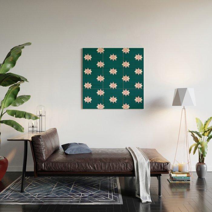 Evil Eye Dots - Teal & Pink Wood Wall Art Gallery Image 2