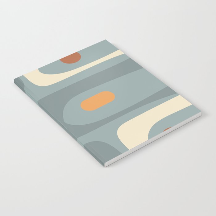 Mid-Century Modern Piquet Minimalist Abstract Pattern Slate Blue Orange Rust Cream Notebook Gallery Image 2