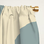 Mid-Century Modern Piquet Minimalist Abstract Pattern Slate Blue Orange Rust Cream Window Curtain Gallery Image 2