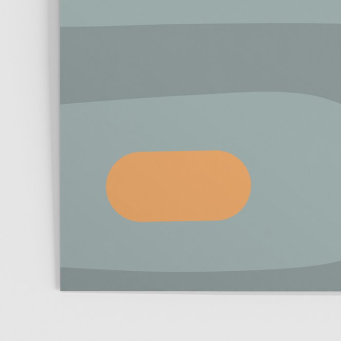 Mid-Century Modern Piquet Minimalist Abstract Pattern Slate Blue Orange Rust Cream Poster Gallery Image 3