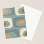 Mid-Century Modern Piquet Minimalist Abstract Pattern Slate Blue Orange Rust Cream Stationery Card Gallery Image 2