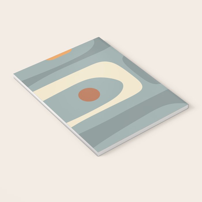 Mid-Century Modern Piquet Minimalist Abstract Pattern Slate Blue Orange Rust Cream Notebook Gallery Image 3