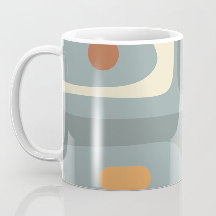 Mid-Century Modern Piquet Minimalist Abstract Pattern Slate Blue Orange Rust Cream Coffee Mug Gallery Image 3