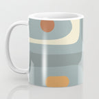Mid-Century Modern Piquet Minimalist Abstract Pattern Slate Blue Orange Rust Cream Coffee Mug Gallery Image 3