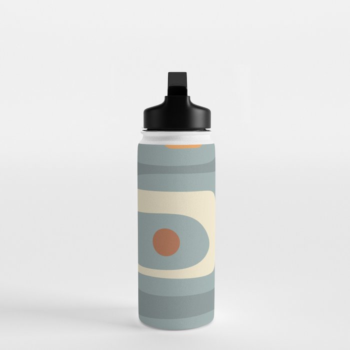 Mid-Century Modern Piquet Minimalist Abstract Pattern Slate Blue Orange Rust Cream Water Bottle Gallery Image 3