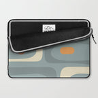 Mid-Century Modern Piquet Minimalist Abstract Pattern Slate Blue Orange Rust Cream Laptop Sleeve Gallery Image 2
