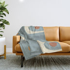 Mid-Century Modern Piquet Minimalist Abstract Pattern Slate Blue Orange Rust Cream Throw Blanket Gallery Image 1