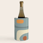 Mid-Century Modern Piquet Minimalist Abstract Pattern Slate Blue Orange Rust Cream Wine Chiller Gallery Image 3