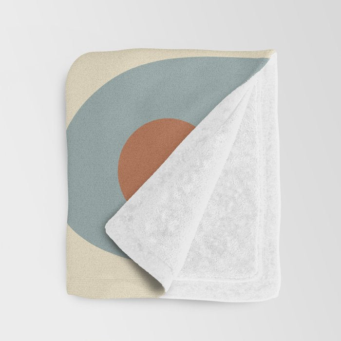 Mid-Century Modern Piquet Minimalist Abstract Pattern Slate Blue Orange Rust Cream Throw Blanket Gallery Image 3