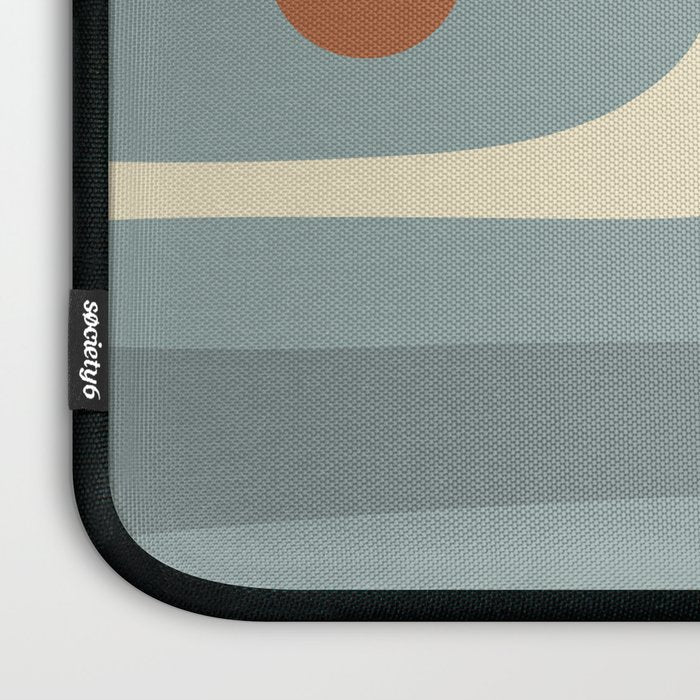 Mid-Century Modern Piquet Minimalist Abstract Pattern Slate Blue Orange Rust Cream Laptop Sleeve Gallery Image 3