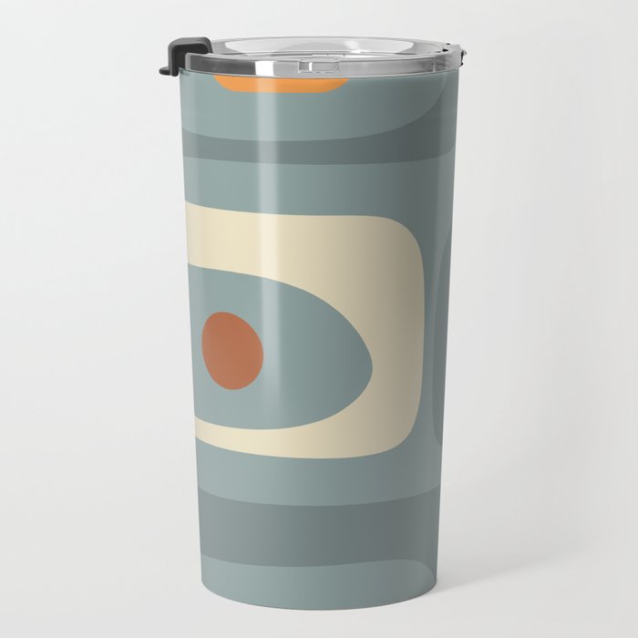 Mid-Century Modern Piquet Minimalist Abstract Pattern Slate Blue Orange Rust Cream Travel Mug Gallery Image 3