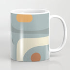 Mid-Century Modern Piquet Minimalist Abstract Pattern Slate Blue Orange Rust Cream Coffee Mug Gallery Image 1