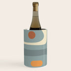 Mid-Century Modern Piquet Minimalist Abstract Pattern Slate Blue Orange Rust Cream Wine Chiller Gallery Image 2