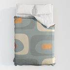 Mid-Century Modern Piquet Minimalist Abstract Pattern Slate Blue Orange Rust Cream Duvet Cover Gallery Image 6