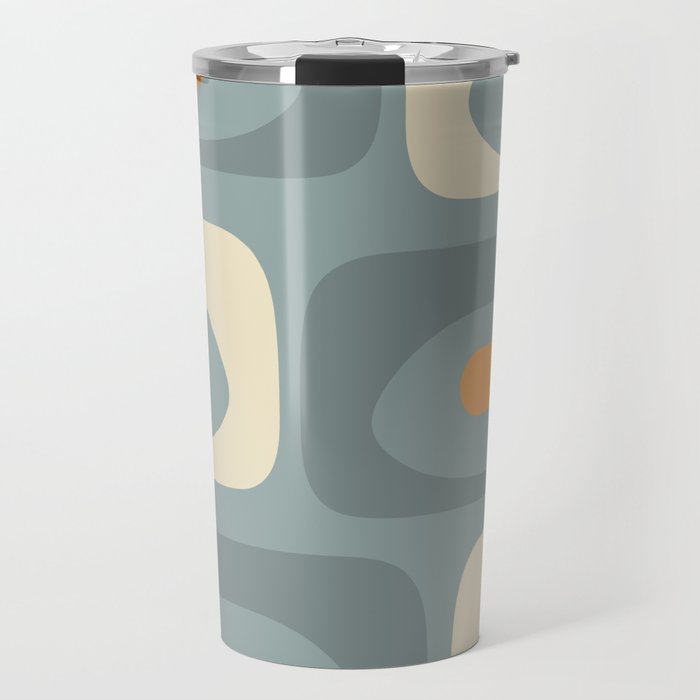 Mid-Century Modern Piquet Minimalist Abstract Pattern Slate Blue Orange Rust Cream Travel Mug Gallery Image 1