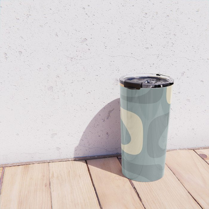 Mid-Century Modern Piquet Minimalist Abstract Pattern Slate Blue Orange Rust Cream Travel Mug Gallery Image 4