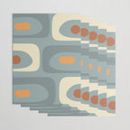 Mid-Century Modern Piquet Minimalist Abstract Pattern Slate Blue Orange Rust Cream Wrapping Paper Gallery Image 3
