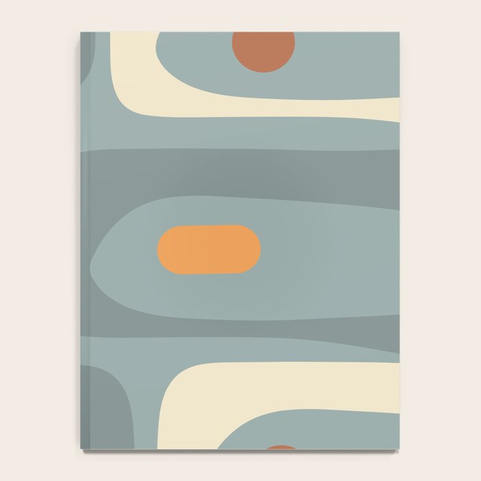 Mid-Century Modern Piquet Minimalist Abstract Pattern Slate Blue Orange Rust Cream Notebook Gallery Image 4