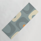 Mid-Century Modern Piquet Minimalist Abstract Pattern Slate Blue Orange Rust Cream Yoga Mat Gallery Image 1