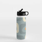 Mid-Century Modern Piquet Minimalist Abstract Pattern Slate Blue Orange Rust Cream Water Bottle Gallery Image 1