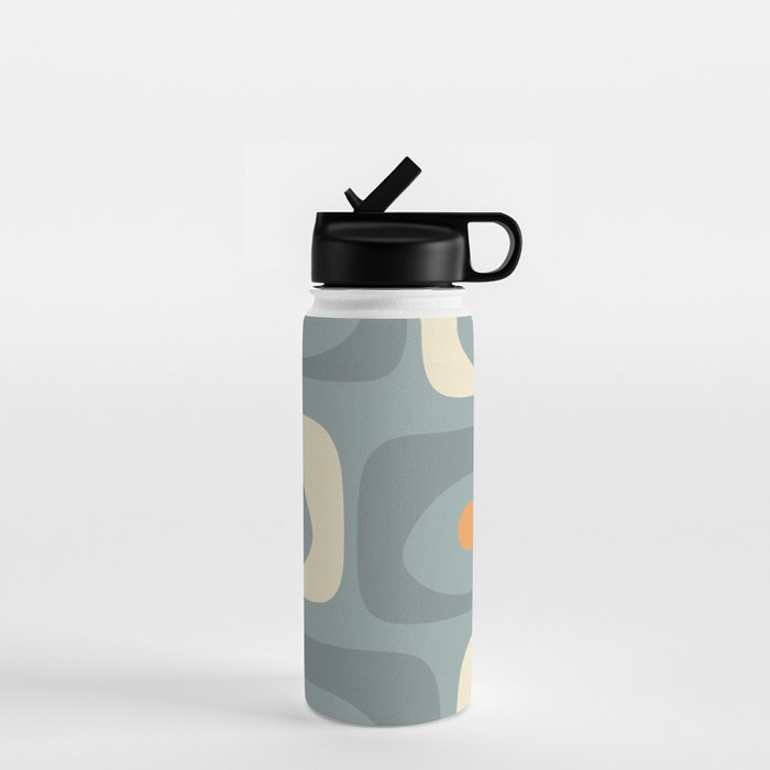 Mid-Century Modern Piquet Minimalist Abstract Pattern Slate Blue Orange Rust Cream Water Bottle Gallery Image 1