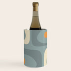 Mid-Century Modern Piquet Minimalist Abstract Pattern Slate Blue Orange Rust Cream Wine Chiller Gallery Image 1