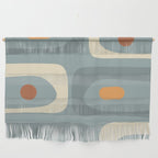 Mid-Century Modern Piquet Minimalist Abstract Pattern Slate Blue Orange Rust Cream Wall Hanging Gallery Image 1