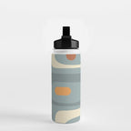 Mid-Century Modern Piquet Minimalist Abstract Pattern Slate Blue Orange Rust Cream Water Bottle Gallery Image 2