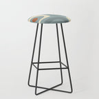 Mid-Century Modern Piquet Minimalist Abstract Pattern Slate Blue Orange Rust Cream Stool Gallery Image 1