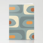 Mid-Century Modern Piquet Minimalist Abstract Pattern Slate Blue Orange Rust Cream Stationery Card Gallery Image 2
